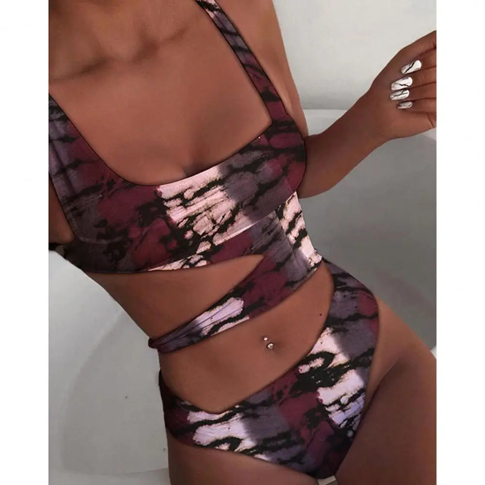 Women Swimsuit Sexy Stain Resistant Shoulder Strap Bikini Set Slim Fit Push Up Summer Beachwear For Holiday