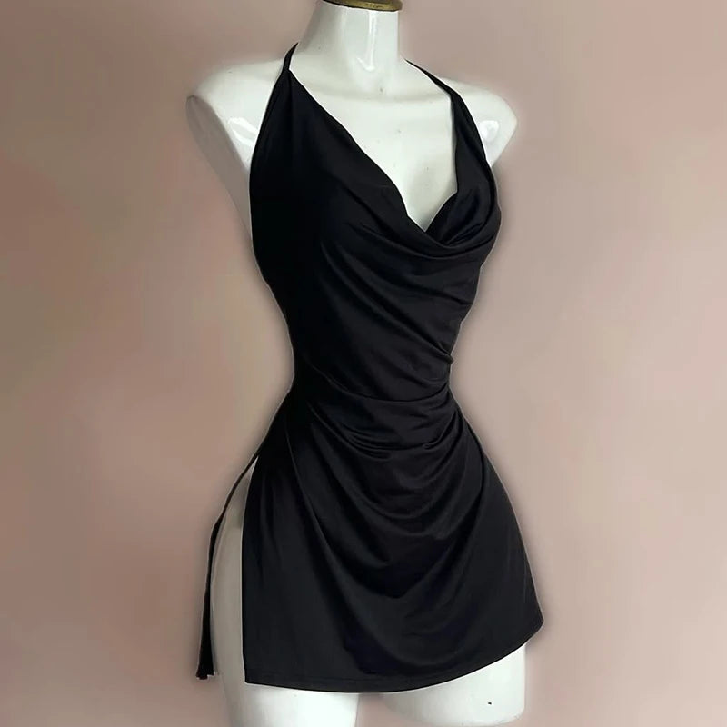 Women's Sexy Home Halter Camisole Dress Summer Spice Girl Dress Y2K Sexy Sleeveless Backless Red Mini Dresses Bodycon Lady dress