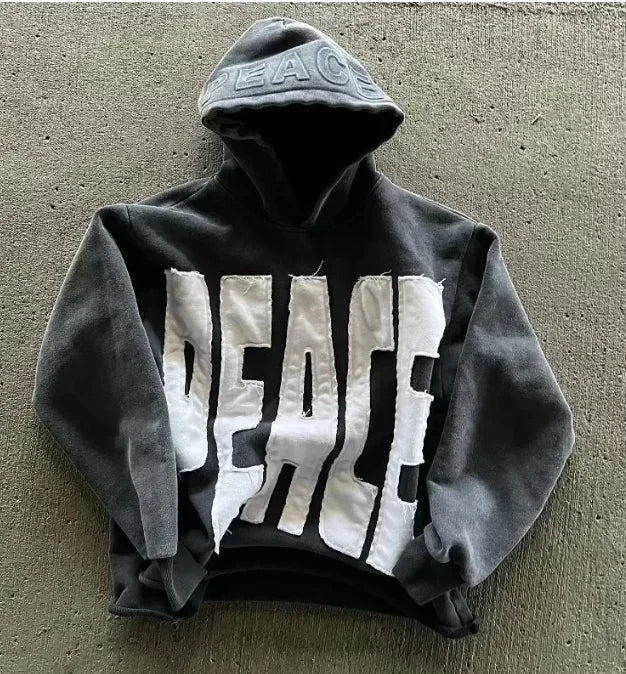 Retro Gothic Full Rhinestone Patch Letter Oversized Hoodie Women's Y2K New Harajuku Hip-Hop Casual Joker Sweatshirt Street Wear