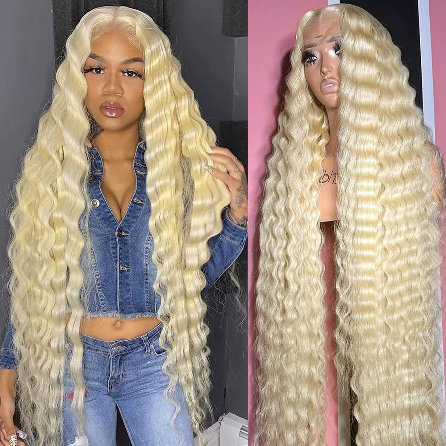 Deep Wave 613 Lace Front Wig Human Hair 13X6 30 32 Inch Blonde Wig Human Hair 220 Density Pre Plucked Lace Frontal Wig For Women