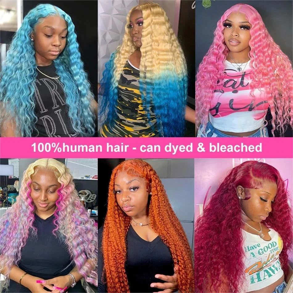 Deep Wave 613 Lace Front Wig Human Hair 13X6 30 32 Inch Blonde Wig Human Hair 220 Density Pre Plucked Lace Frontal Wig For Women
