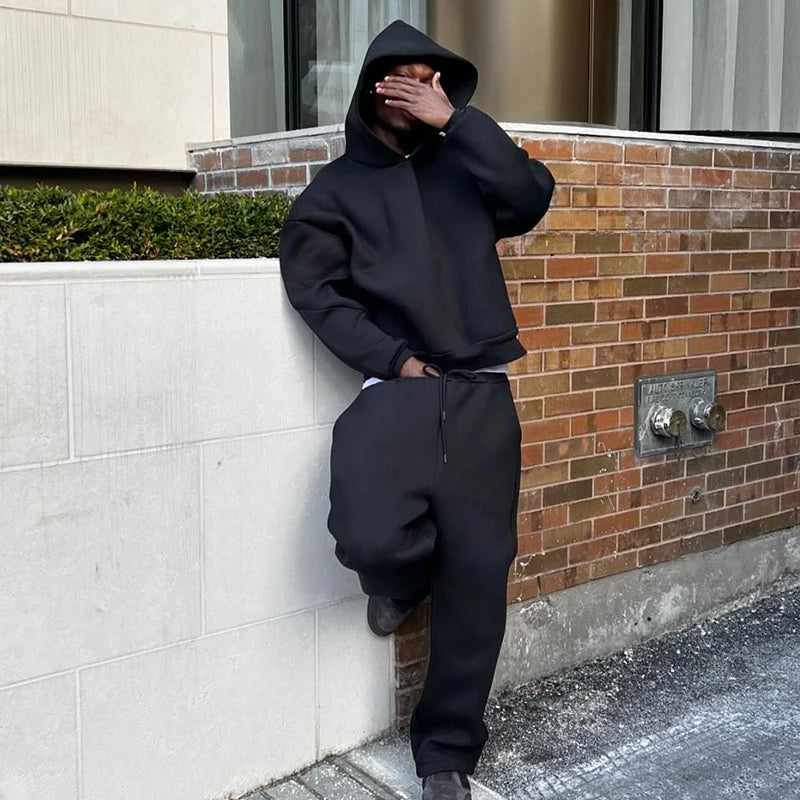 sweatsuit Casual Solid Couple's Hooded Sweatshirt Loose Sweatpants Jogging Sweatshirt Trousers Outfits Suits ﻿