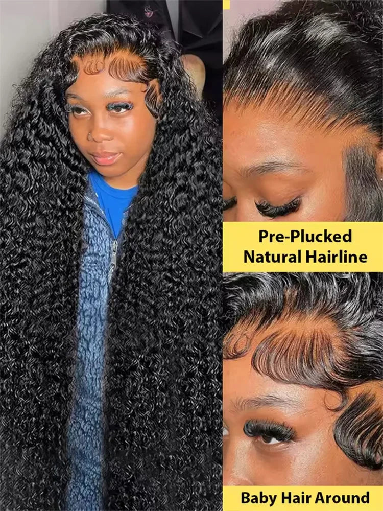 250 Density Transparent HD Human Hair Wig 30 32 40 Inch Deep Wave 13x4 Curly Lace Front 13x6 Water Wave Lace Frontal Wigs