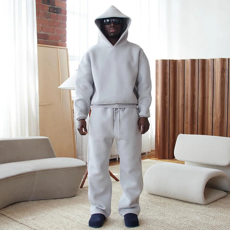 sweatsuit Casual Solid Couple's Hooded Sweatshirt Loose Sweatpants Jogging Sweatshirt Trousers Outfits Suits ﻿