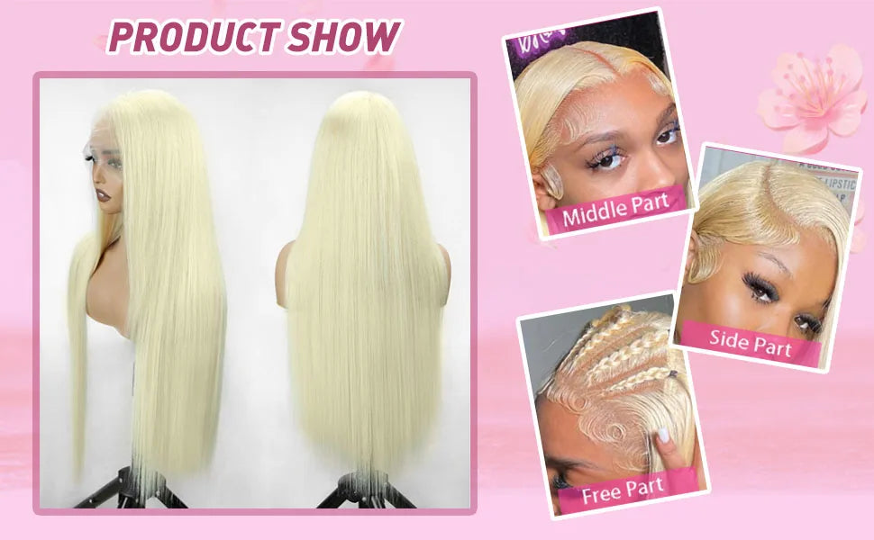 30 Inch 613 13x6 Lace Front Wig Human Hair 200 Density 613 Lace Front Wig Human Hair Straight Blonde Wig Human Hair Pre Plucked