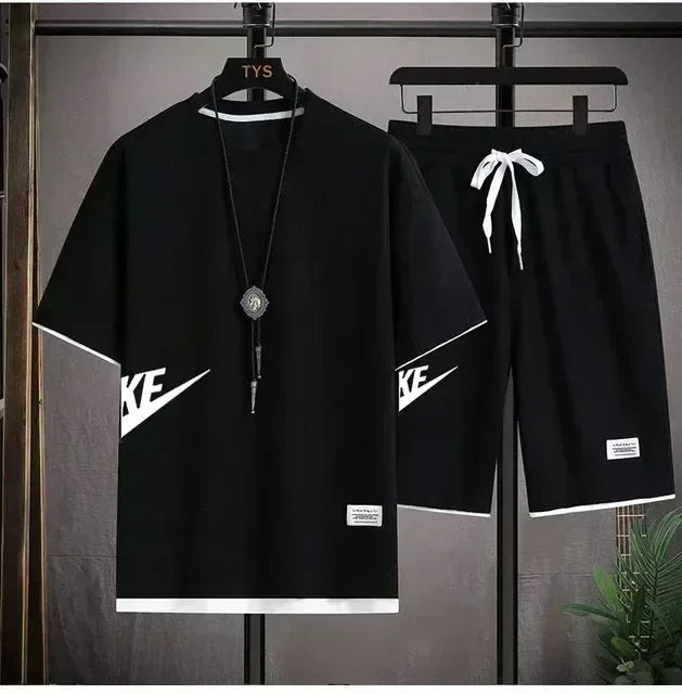 2025 Summer Men's Suit Casual Fashion Sportswear Men's Short-sleeved T-shirt + Sports Shorts Casual Men's Jogging Suit