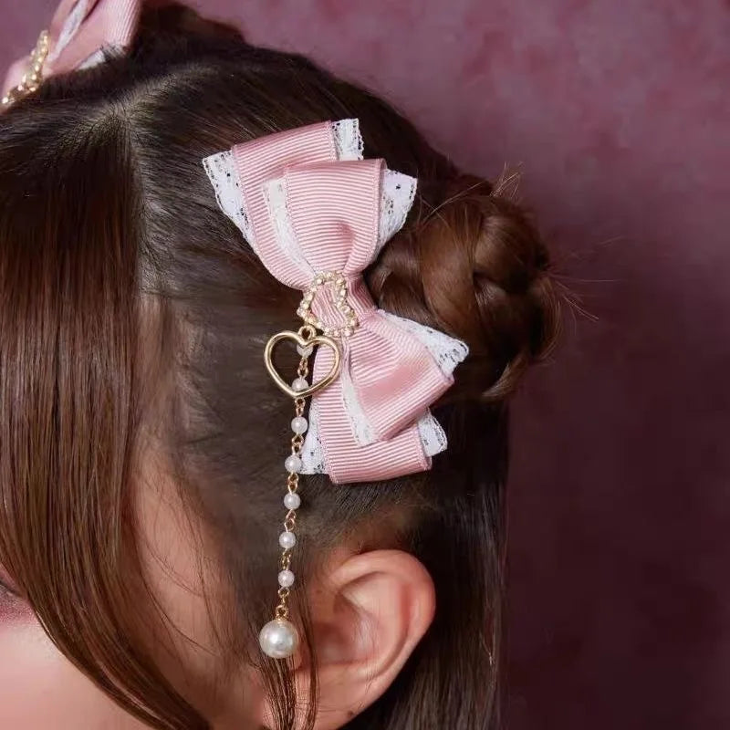 [1pair] Lolita cosplay Girl hairpin Bow barrette cute hair accessories japanese aesthetic hair clips y2k cute items for girls