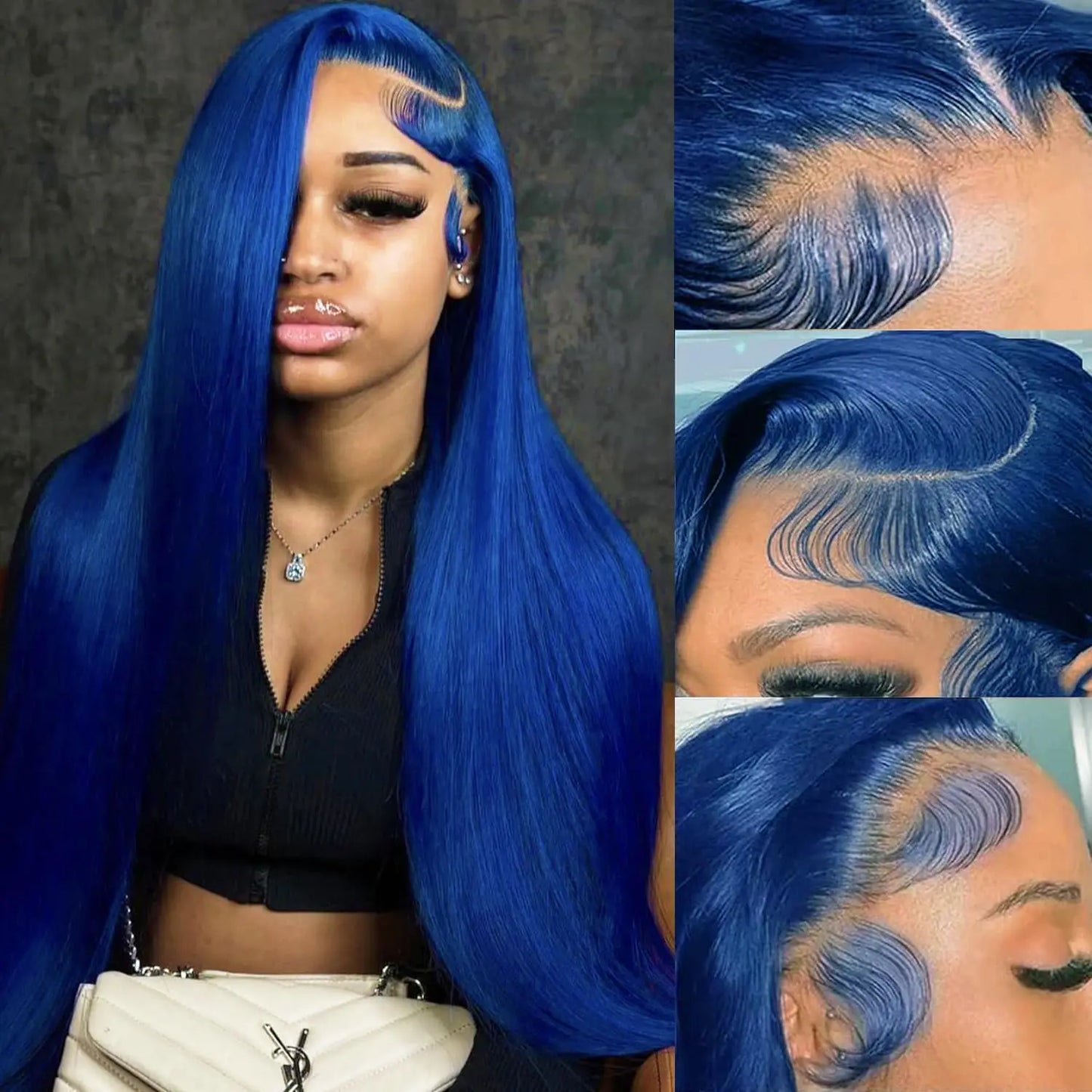 30 34 Inch Straight Blue Wigs Human Hair 13X6 HD Transparent Lace Frontal Wig Human Hair Blue 13X4 Hd Lace Front Human Hair Wigs