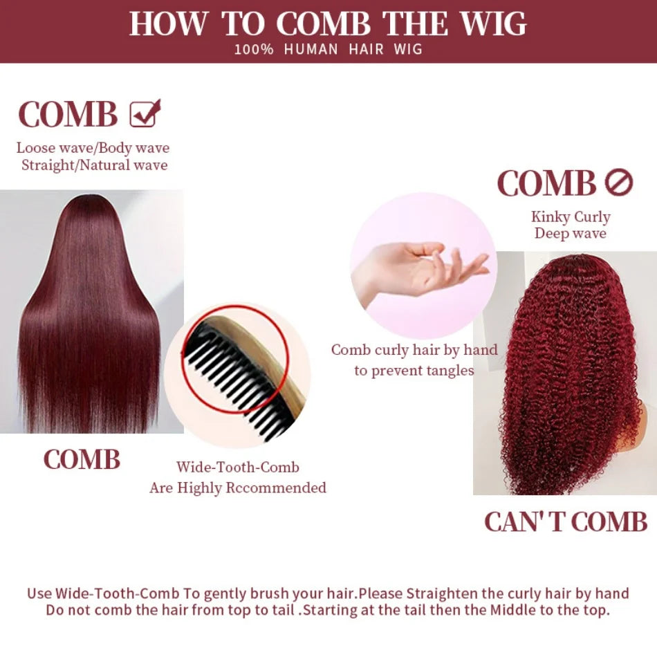 Wet And Wavy 99j Lace Frontal Wig Human Hair Burgundy 13x6 Hd Lace Frontal Human Hair Wig Red Curly Lace Front Human Hair Wigs