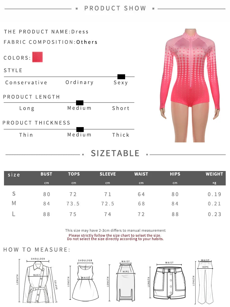 Weird Puss Letter Print Romper Women Sexy Zip Gradient Dot Tight Midnight Hipster Street Activity Stretch Turtleneck Playsuit