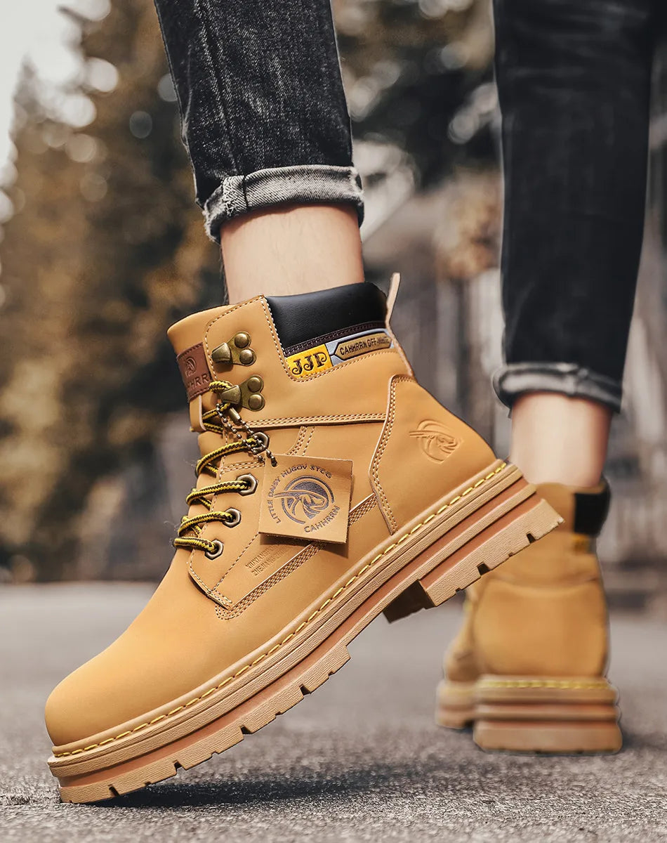 Lace-UP Leather Shoe's for Men Work Safety Mid-top