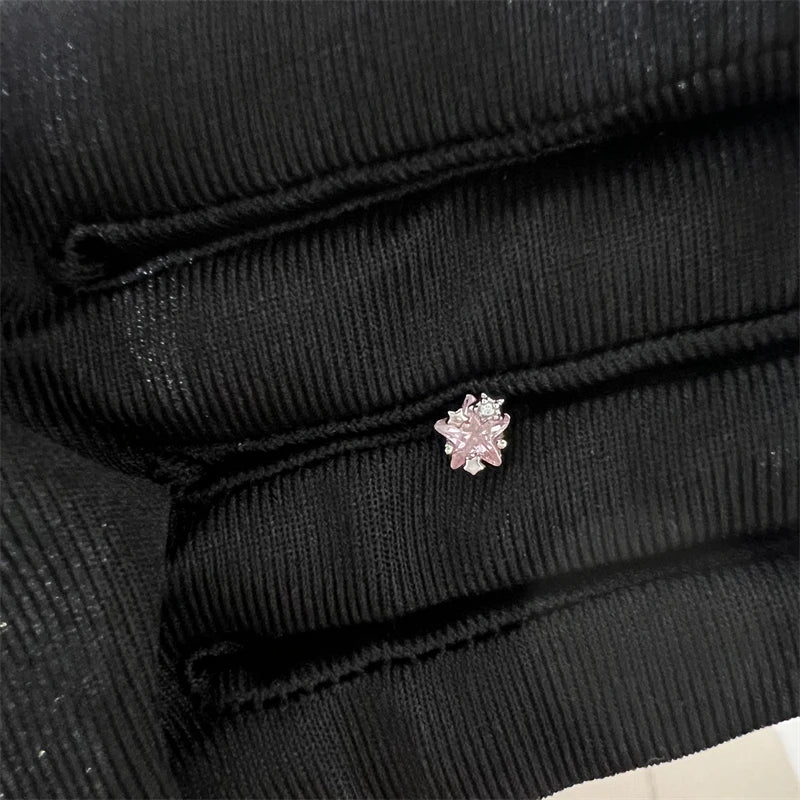 1PCS Cute Pink Zircon 316L Stainless Steel Ear Bone Nail New Fashion Y2K Punk Small Earring for Women Cochlea Jewelry Party Gift