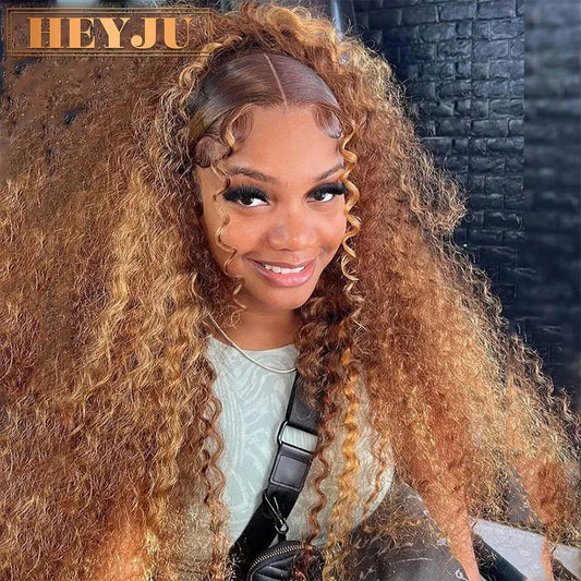 Highlight Wig Human Hair Ombre HD Lace Wig 13x6 Human Hair Deep Wave Frontal Wig Brazilian 13x4 Water Wave Curly Wigs For ladies