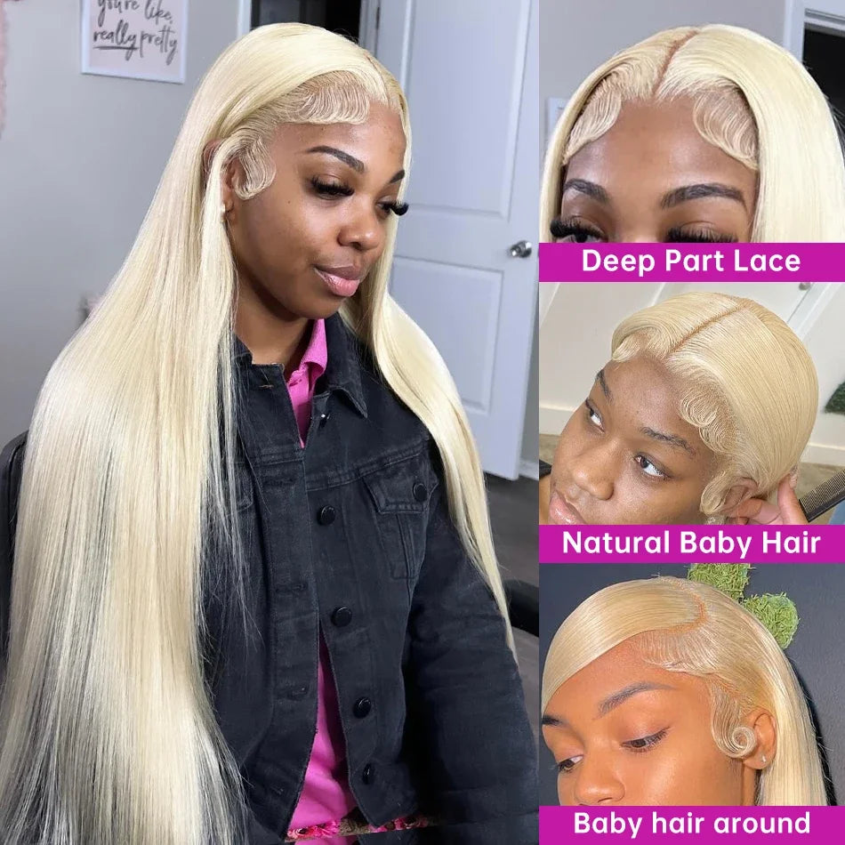 250 Density 613 Honey Blonde Color Straight 13x6 Lace Front Human Hair Wigs For Women 13x6 Transparent Frontal Wig