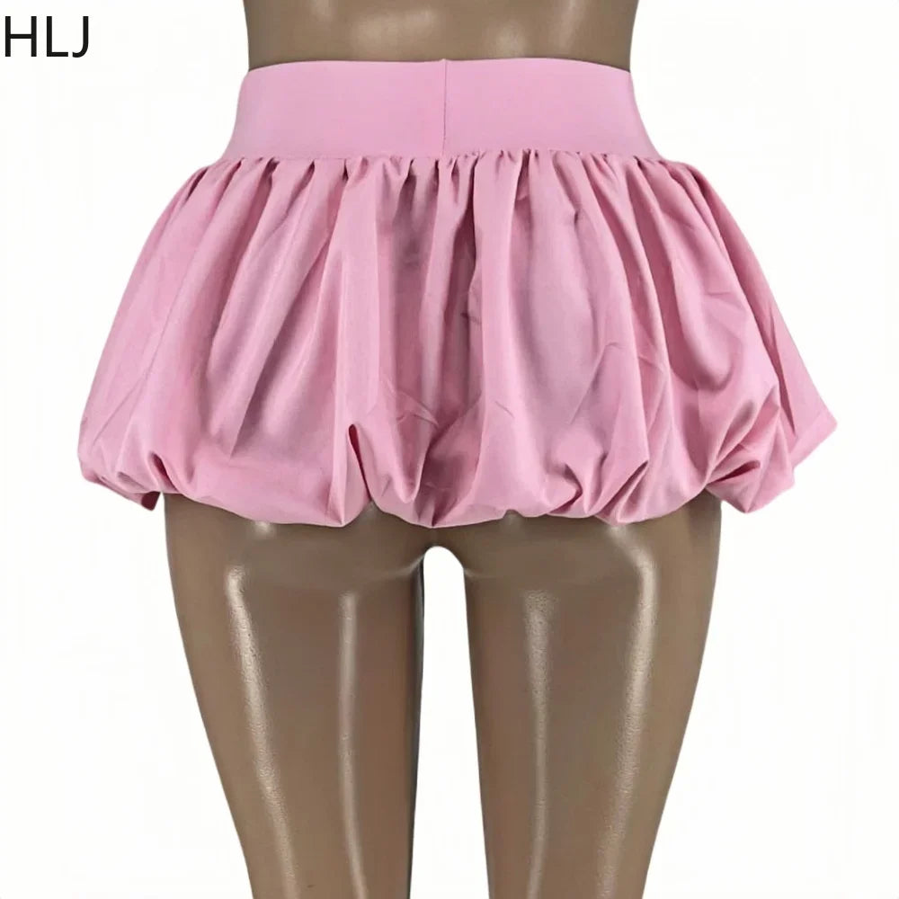 Sweet Bow Fashion, Two Piece Sets Women Thin Strap Slim Tank Top + Puffy Mini Skirts Outfits Female Streetwear