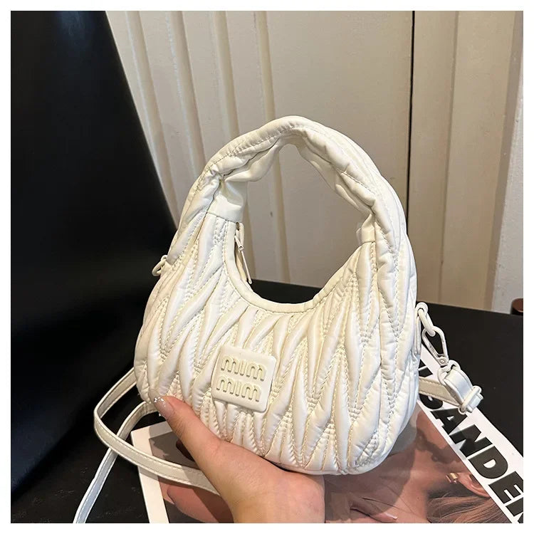 2025 New! Women's Niche Pleated Dumpling Bag – Mini Portable, Summer Trendy, Lightweight Fabric & Easy-Carry Messenger