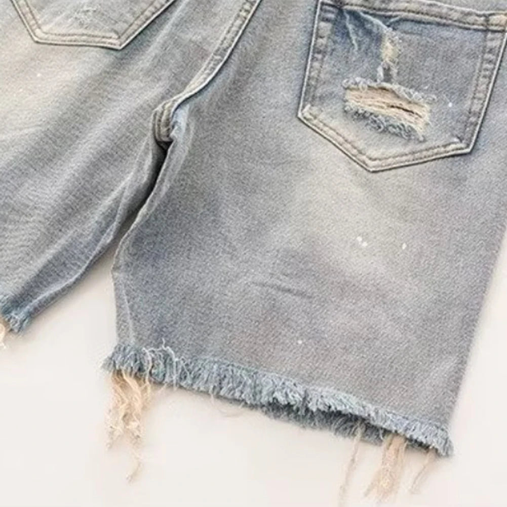 Summer Distressed Shorts Fashion Slim mens Ripped Short Vintage Streetwear