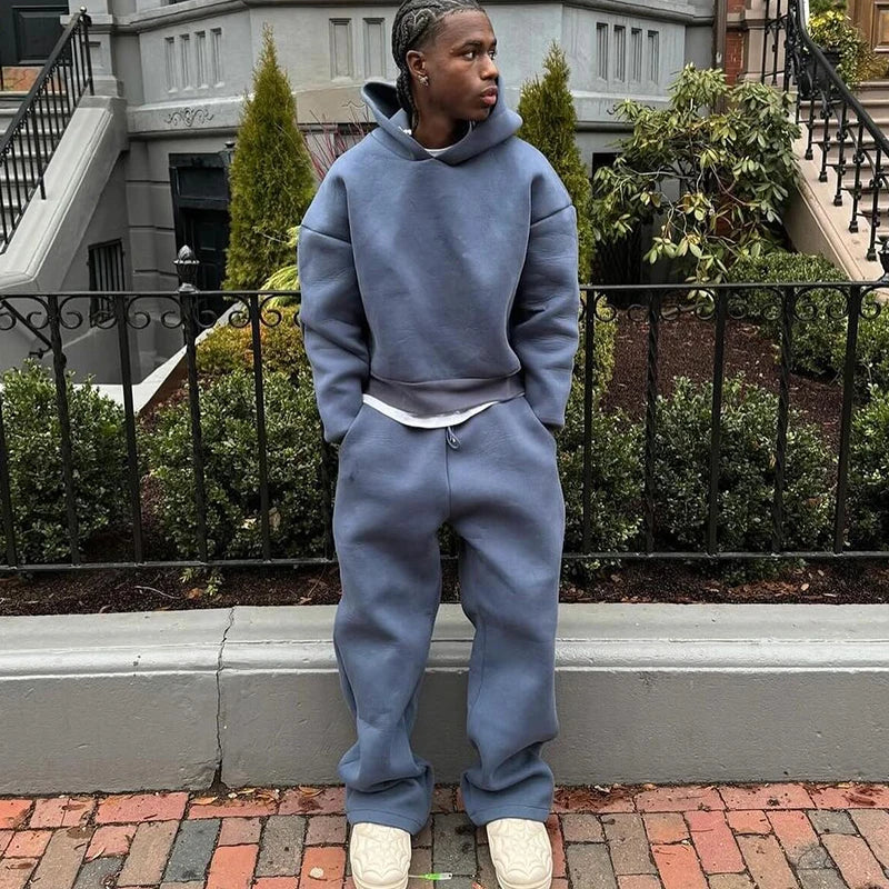 sweatsuit Casual Solid Couple's Hooded Sweatshirt Loose Sweatpants Jogging Sweatshirt Trousers Outfits Suits ﻿