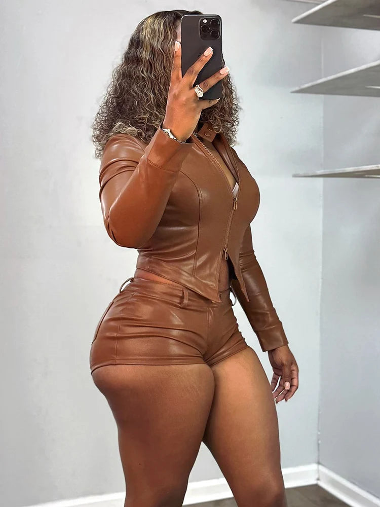 Weird Puss Hipster 2-Piece Set Women Tracksuit Trend Zip Stand Collar Jacket+Bike Shorts Matching Activity Hottie Street Outfits