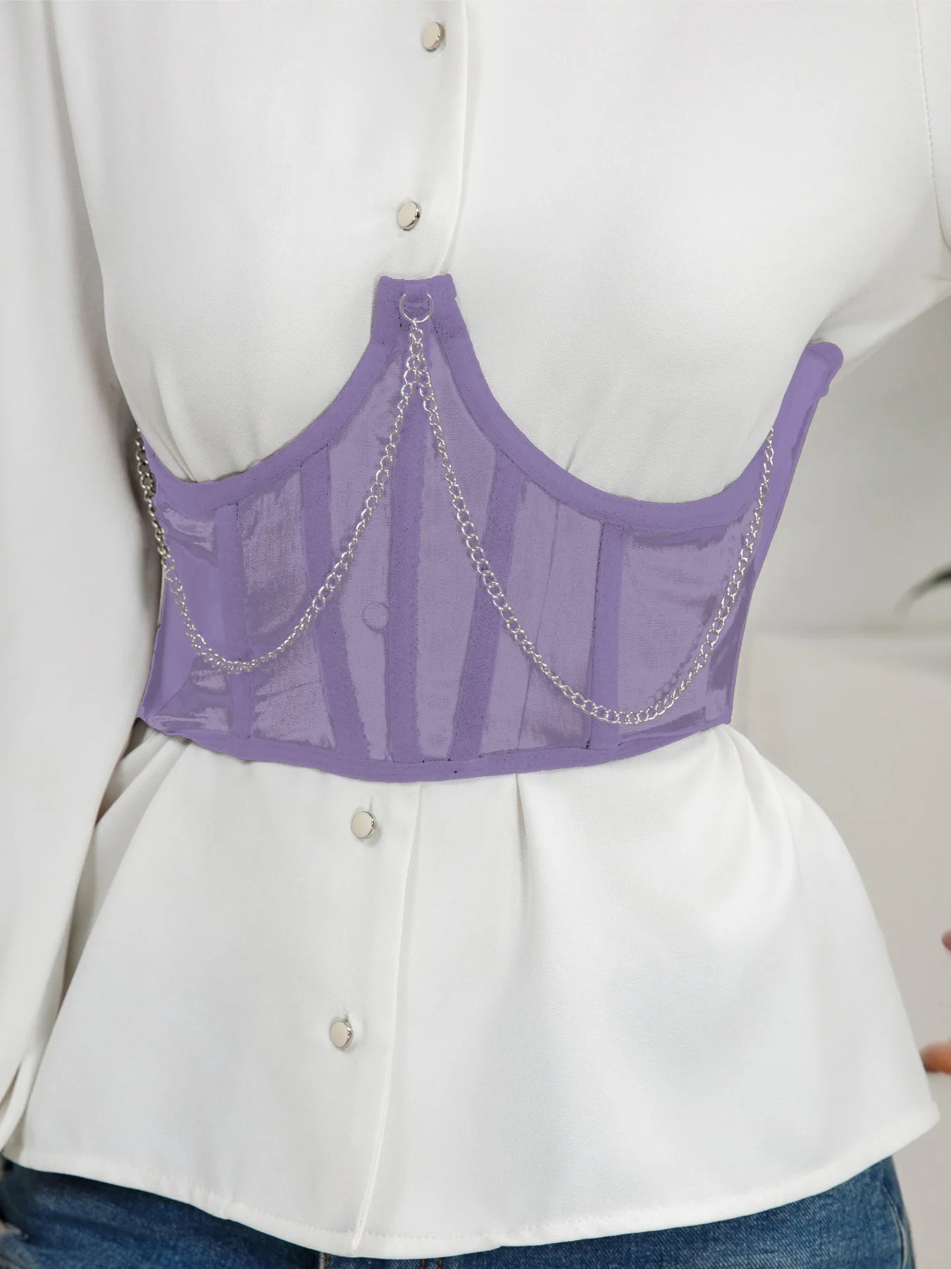 Sexy Corset Underbust Punk Metal Chain Black Women Top Curve Shaper Strap Slimming High Waist Belt Lace Green Corset