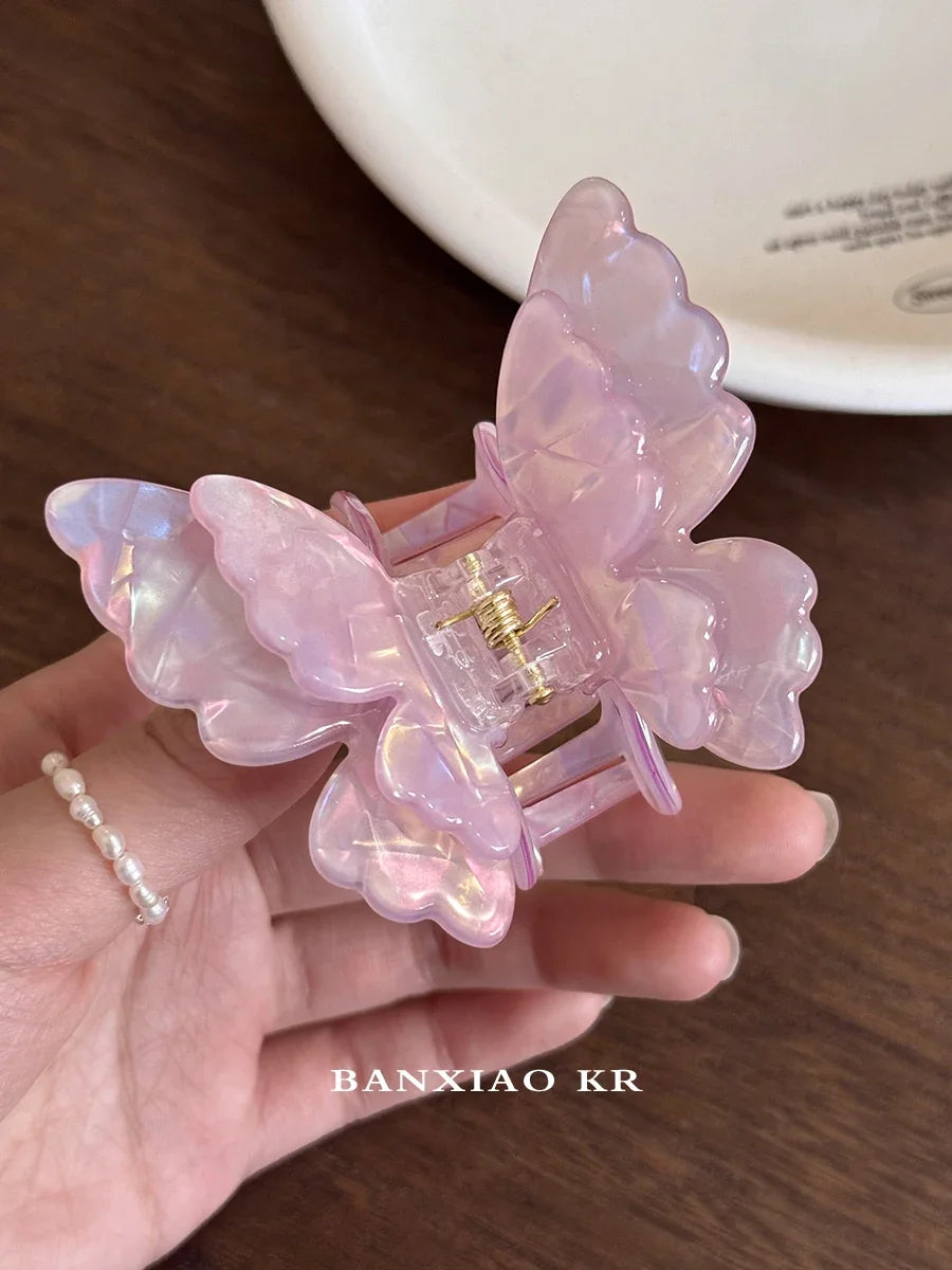 Colorful Fairy Butterfly Hair Claw Acetate Sweet Princess Butterfly Crab Hair Clips for Women Girls Hairpin Hair Accessories