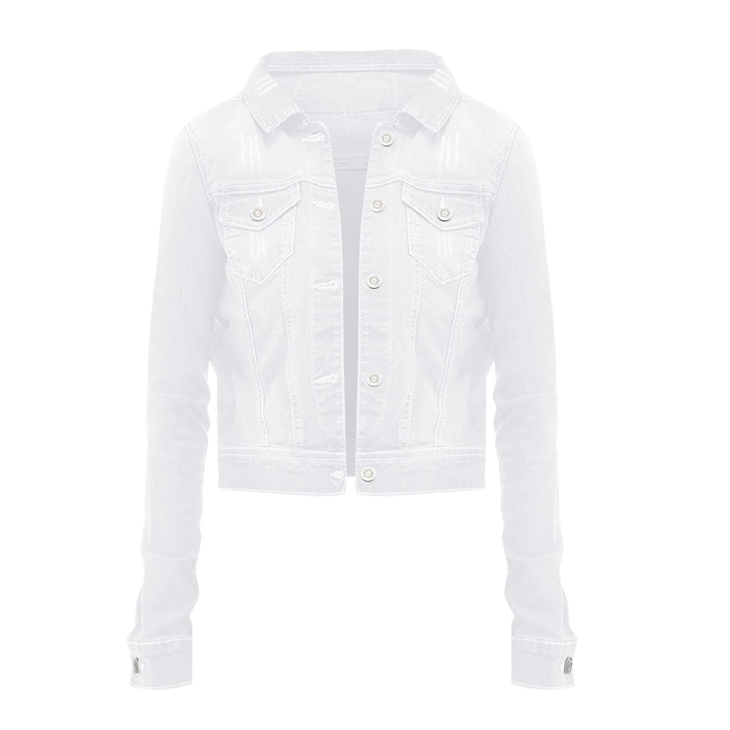 Washed Coats Button Up Jean Jacket For Women Autumn Button Down Jackets Lady Basic Long Sleeve Outwear куртка