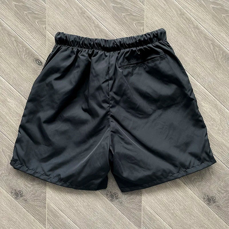 Cactus Jack Shorts Fashion Casual  Loose Color Blocking Patch Black Drawstring Elastic Waist Shorts Men Women Streetwear Pants