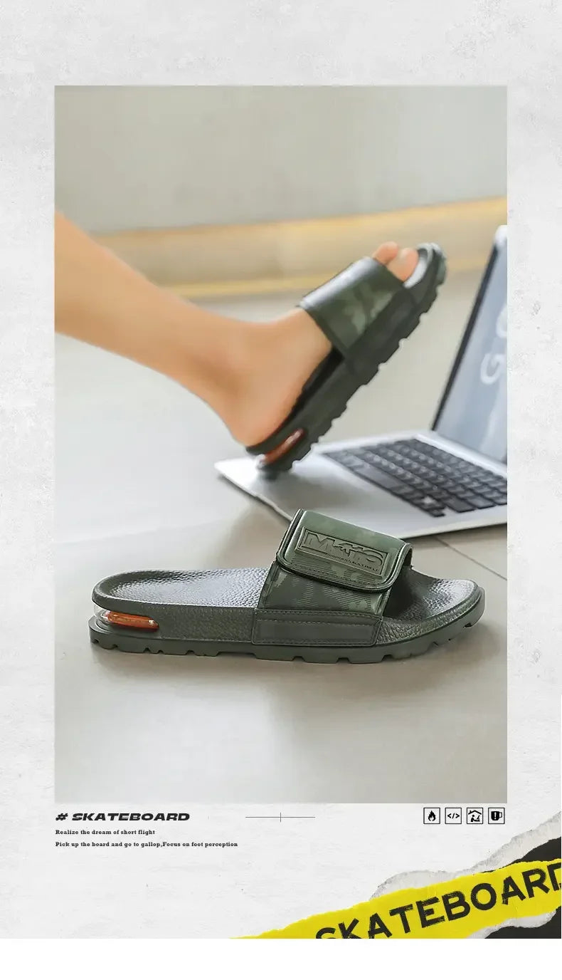 Velcro Air Cushion Personality All Casual One Word Slides