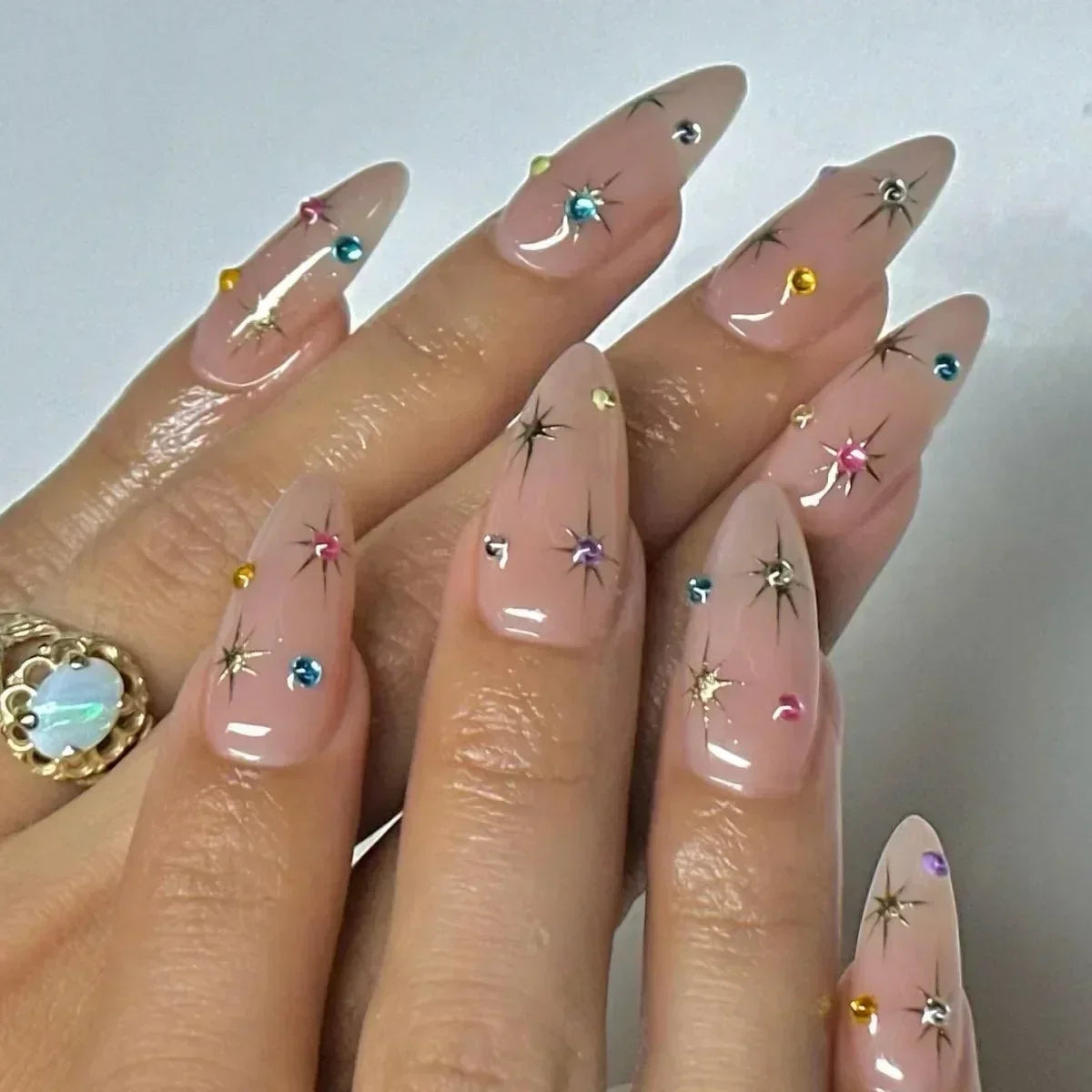 24pcs French Almond Press on Nails Leopard Print False Nails 3D Bow Wearable Stick-on Nails Fake Nail Uñas Накладные Ногти 네일팁