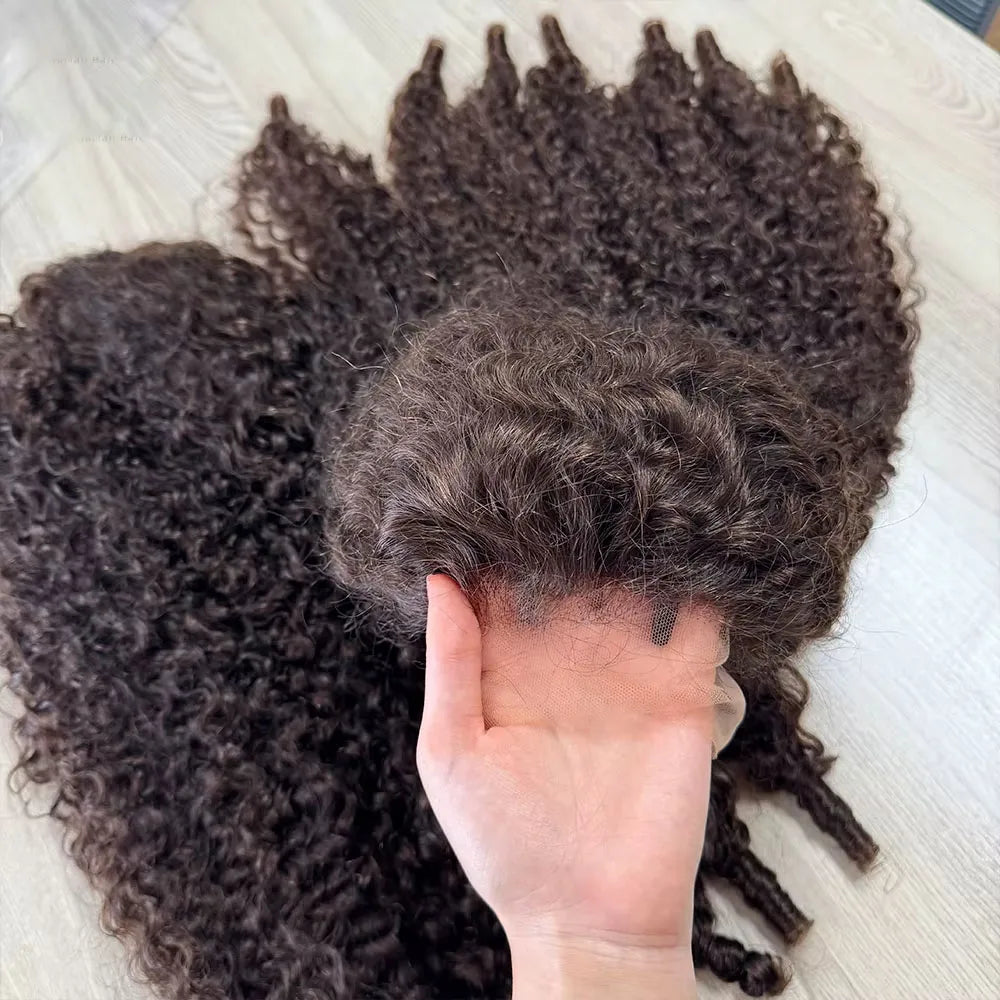 Chocolate Brown Burmese Curly 13x6 Lace Frontal Wig Invisible Strap 360 HD Full Lace Front Wigs Wear Go Glueless Human Hair Wigs