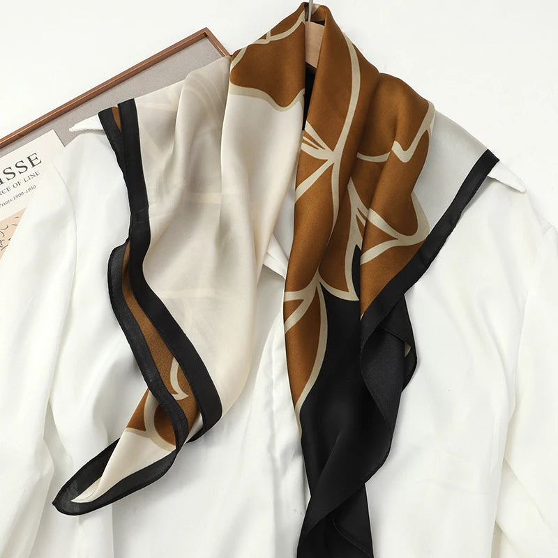 60Colors Luxury Scarf Women 70*70Cm Silk Feel Square Hair Wrapping Foulard Satin Shawl Big Size Head Bandana Hijab Handkerchief