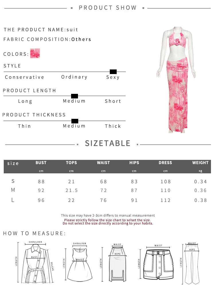 2 Piece Set Women Halter Applique Crop Tops+Skinny Skirts Vacation Beach Style Suit