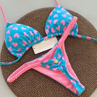 Sexy Women's Bikini Solid Color Strapless Split Swimsuit