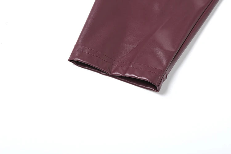 Weird Puss Single Button Crop Jacket Women Hipster Irregular Faux Leather Fall Trend Wild Basic Sexy Cross Neck Streetwear Coat