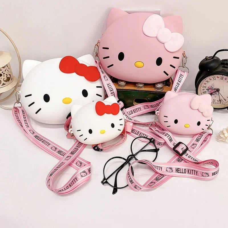 Bags for Women Hello Kitty Crossbody Bag for Girls Pink White Cute Bow Kawaii Bag Small 3D Shoulder Bag Bolsas Para Mujeres
