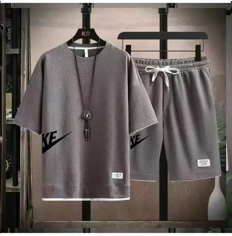 2025 Summer Men's Suit Casual Fashion Sportswear Men's Short-sleeved T-shirt + Sports Shorts Casual Men's Jogging Suit