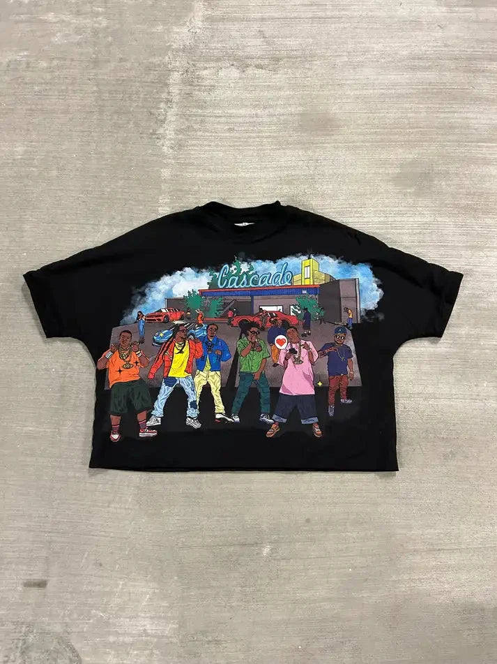 Streetwear Y2K T Shirt Men Women Harajuku Hip Hop Graphic Print Short Sleeve Trendy Oversized Casual Loose Cotton T Shirt 2024