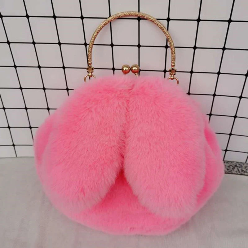 Cute Plush Rabbit Crossbody Bags for Women Korean Version Cute Purses and Handbags Girls New Rabbit Ear Shoulder Messenger Bag
