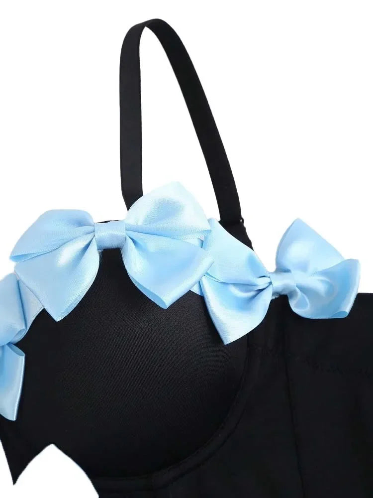 Sweet Bow Fashion, Two Piece Sets Women Thin Strap Slim Tank Top + Puffy Mini Skirts Outfits Female Streetwear