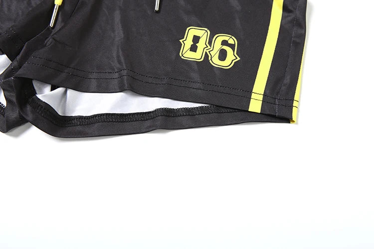 2 Piece Set Letter Print Crew Neck Short Sleeve Top+Drawstring Slim Mini Bottoms, lady's Tracksuit