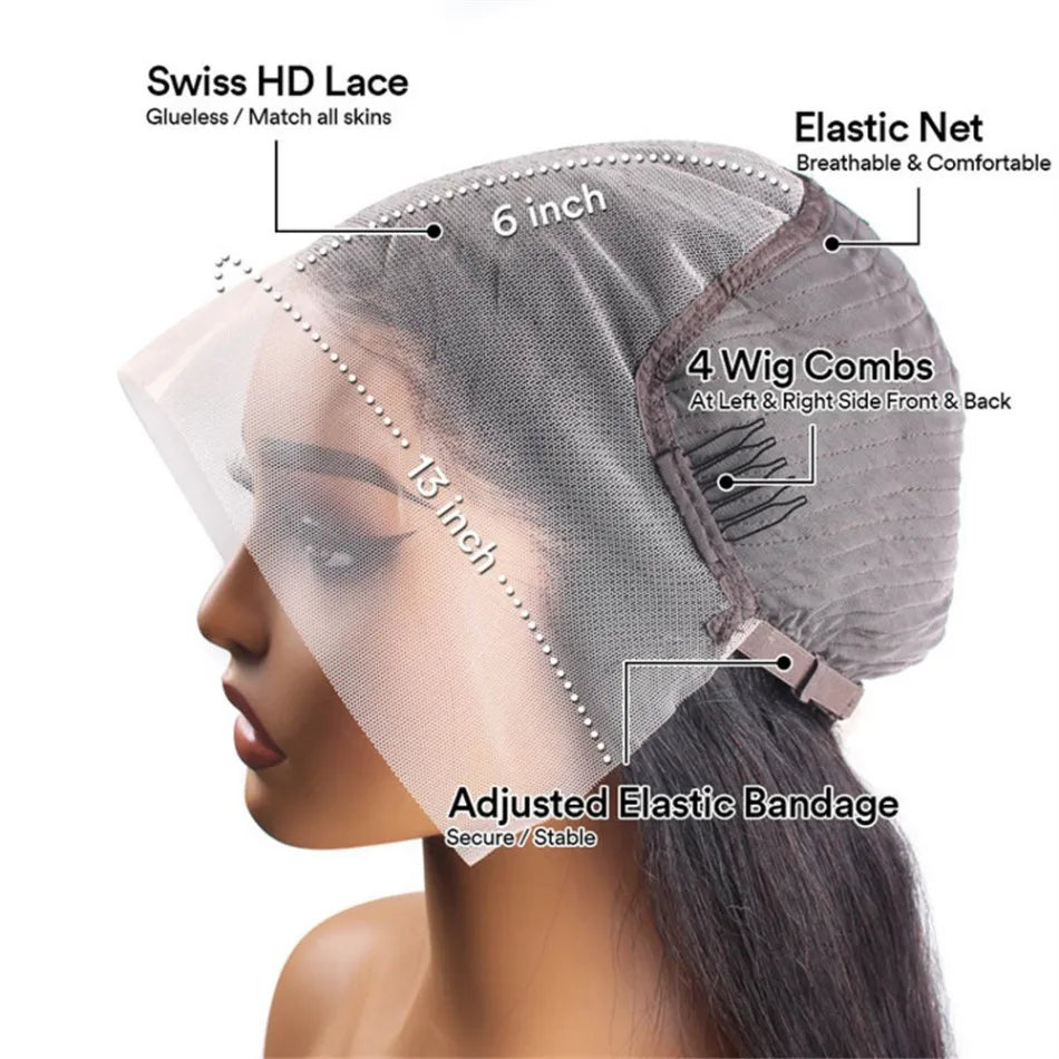 Bob Wigs Human Hair 13X6 Lace Front Wig 220 Density Short Straight Hd Transparent Lace Frontal Wigs Brazilian Closure For Women