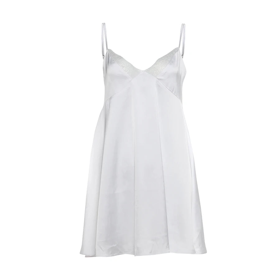 Weird Puss Y2K W-Neck Dress Women Summer Trend Sleeveless Backless Mesh Silk Patchwork elegant Birthday Party Prom Loose Bodycon