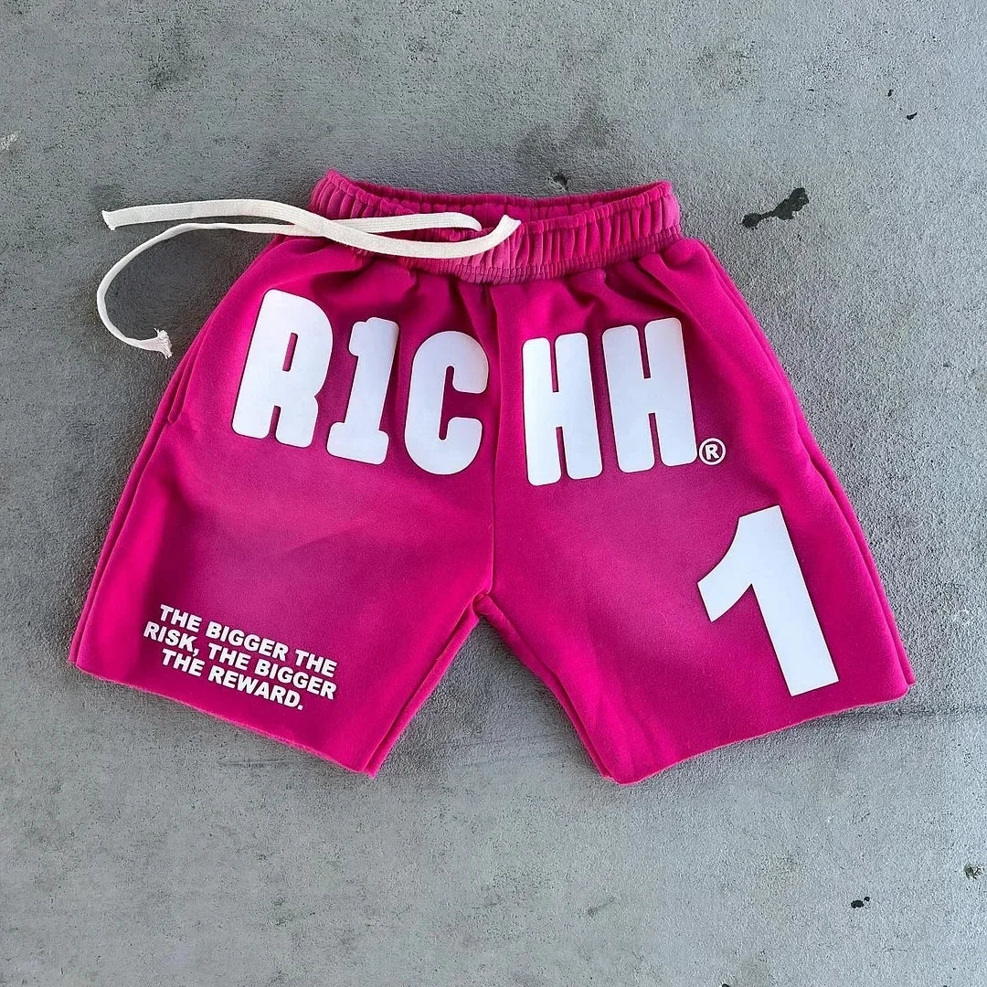 American Tide Letter Printed Shorts Men Women Solid Color Cotton Casual Sports Shorts Summer Commuting Couple Five Minute Pants
