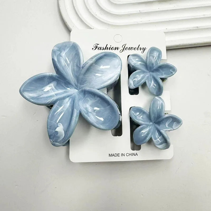 Summer Hawaiian Flower Hair Claw Clip Fashion Plastic Flower Hairpins Ponytail Clips Barrettes Beach Hair Accessories Headwear