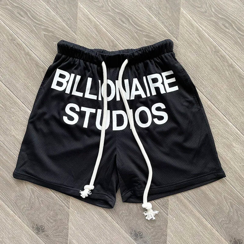 Cactus Jack Shorts Fashion Casual  Loose Color Blocking Patch Black Drawstring Elastic Waist Shorts Men Women Streetwear Pants