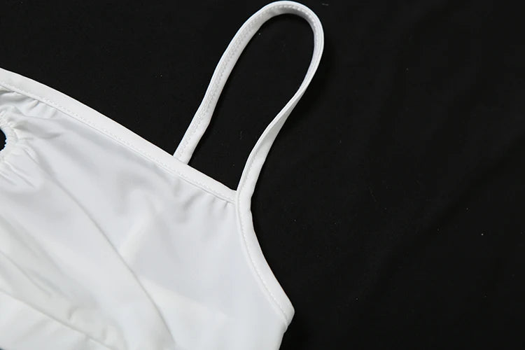Weird Puss Heart Hollow 2 Piece Set Women Simple Vacation Camisole+Panties Beach Style Matching Stretch Street Comfortable Suit
