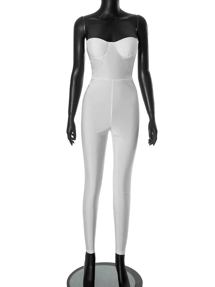 Weird Puss  Fitness Strapless Jumpsuits Women Sexy Body-Shaping Backless Sleeveless Solid Skinny Sporty Classic Trend Overalls