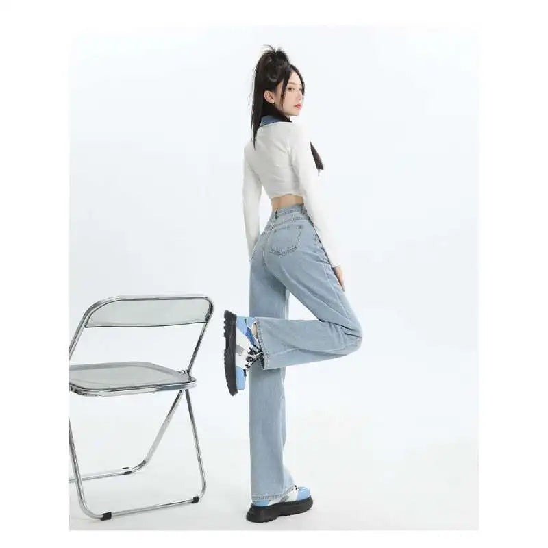 Ladies Vintage Wide Leg Girls High Waist Pants