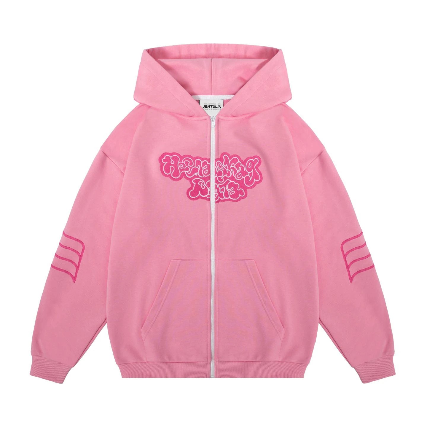 Y2K Harajuku Вата Zip Up Hoodie Cartoon Letter Embroidery Sweatshirt Men Hip Hop Oversized Streetwear Zipper Jacket Goth Clothes