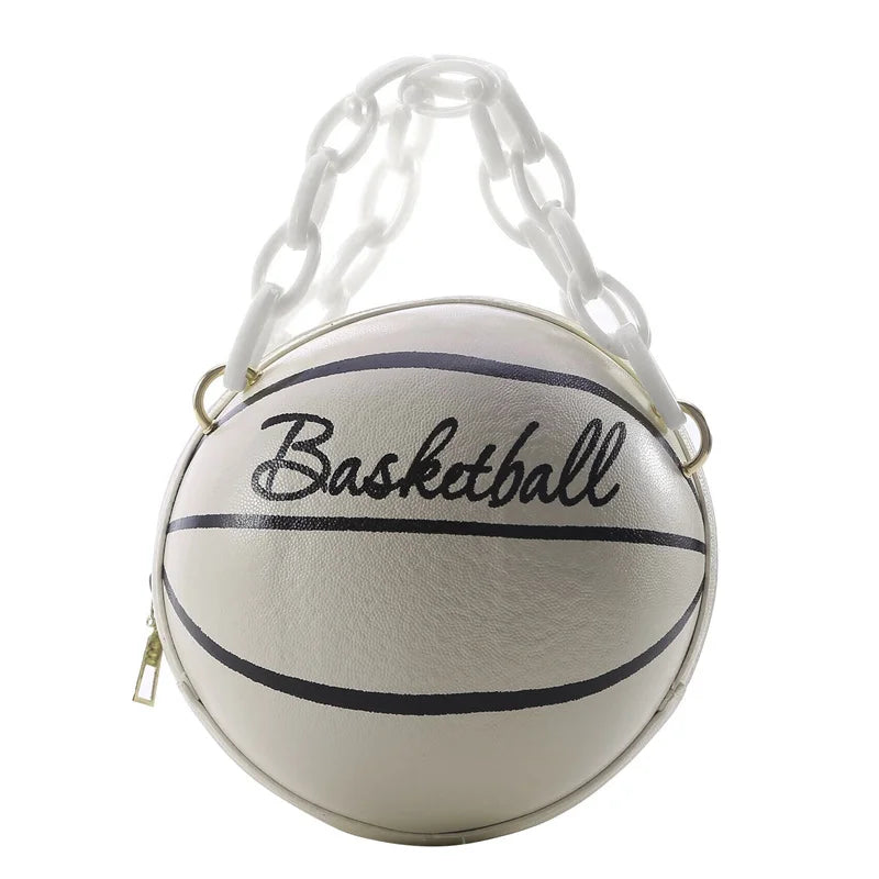 2024 Crossbody Bag New Network Red Personality Fun Pink Ins Versatile Chain Football Basketball Shoulder Bag Small Round Bag